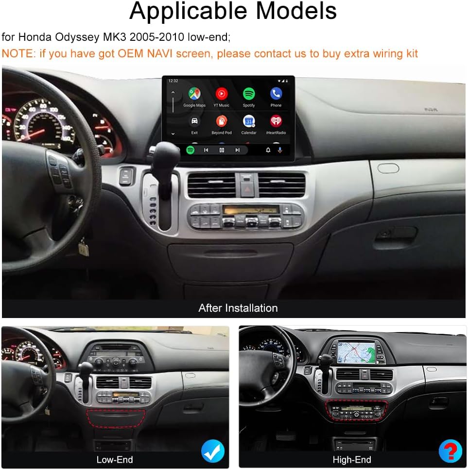 13.1 Inch 2K QLED Touch Screen Android Car Stereo for Honda Odyssey 2005-2010 - Wireless CarPlay & Android Auto, GPS Navigation, Plug and Play Upgrade - 1980x1200 Radio for Honda Odyssey Accessories