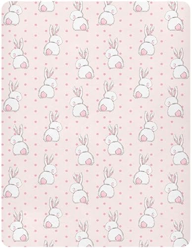Miniatura 2 de Bonita sábana bajera ajustable para cuna de conejo para empacar y jugar, para guardería, con material suave y transpirable, colchones para niños