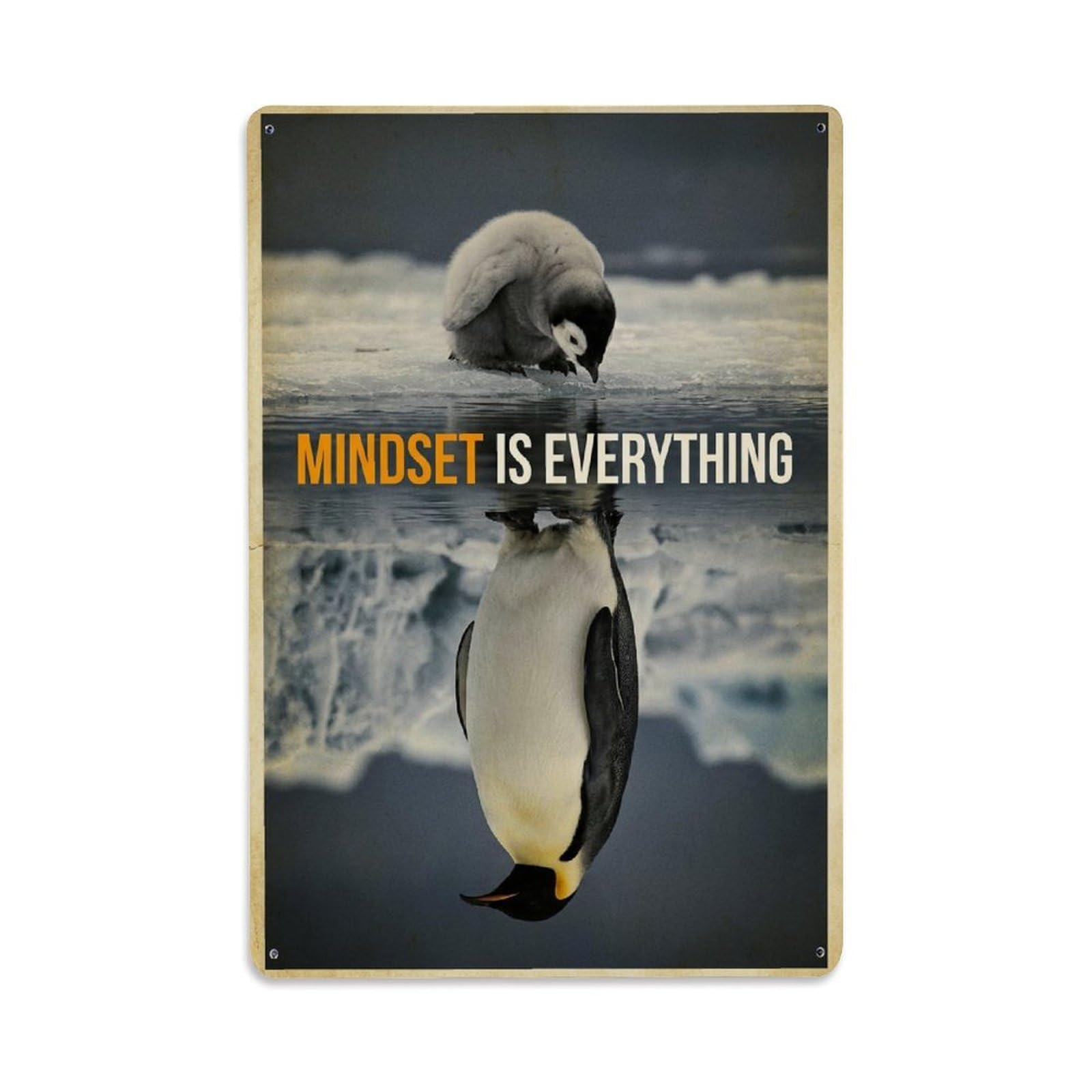 Metal Tin Sign Mindset Is Everything Animal Motivation Quote