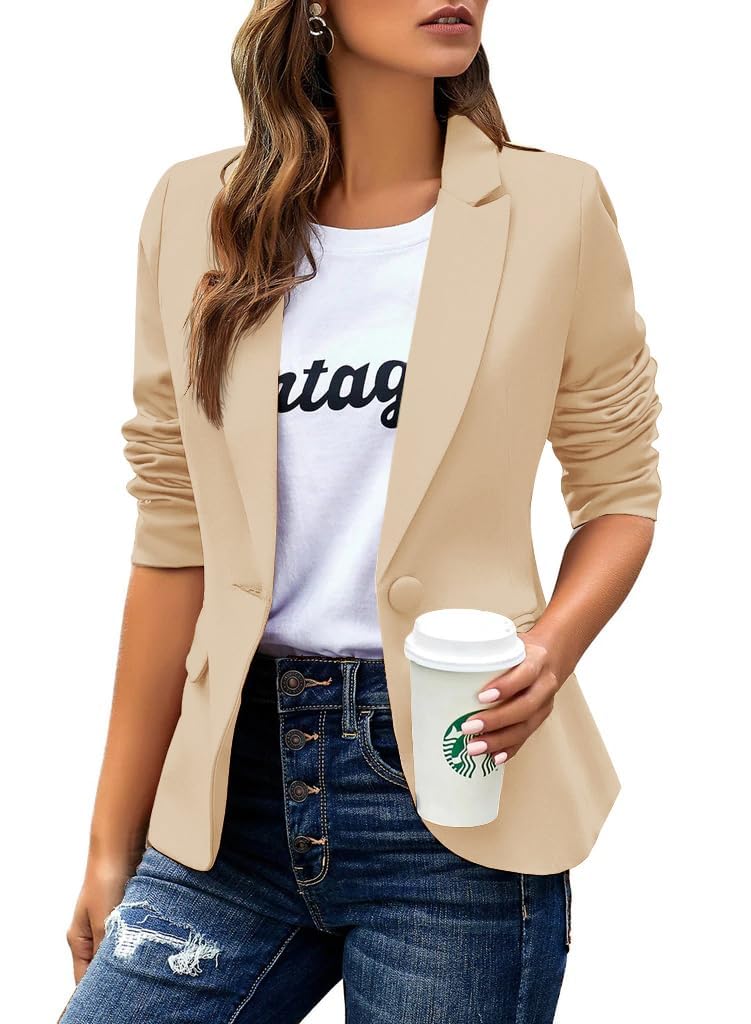 Cicy Bell Chaqueta de mujer casual de manga larga con solapa, chaqueta de trabajo para oficina