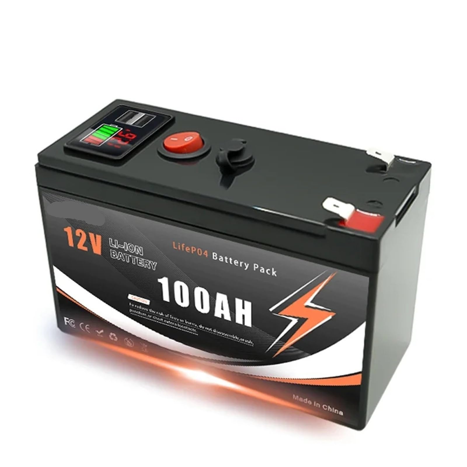 Batteria Al Litio LiFeP04 Da 12 V 150 Ah | For la ricarica solare, applicazioni marine for campeggio all'aperto off-grid con porta USB(USB 100Ah x 1)