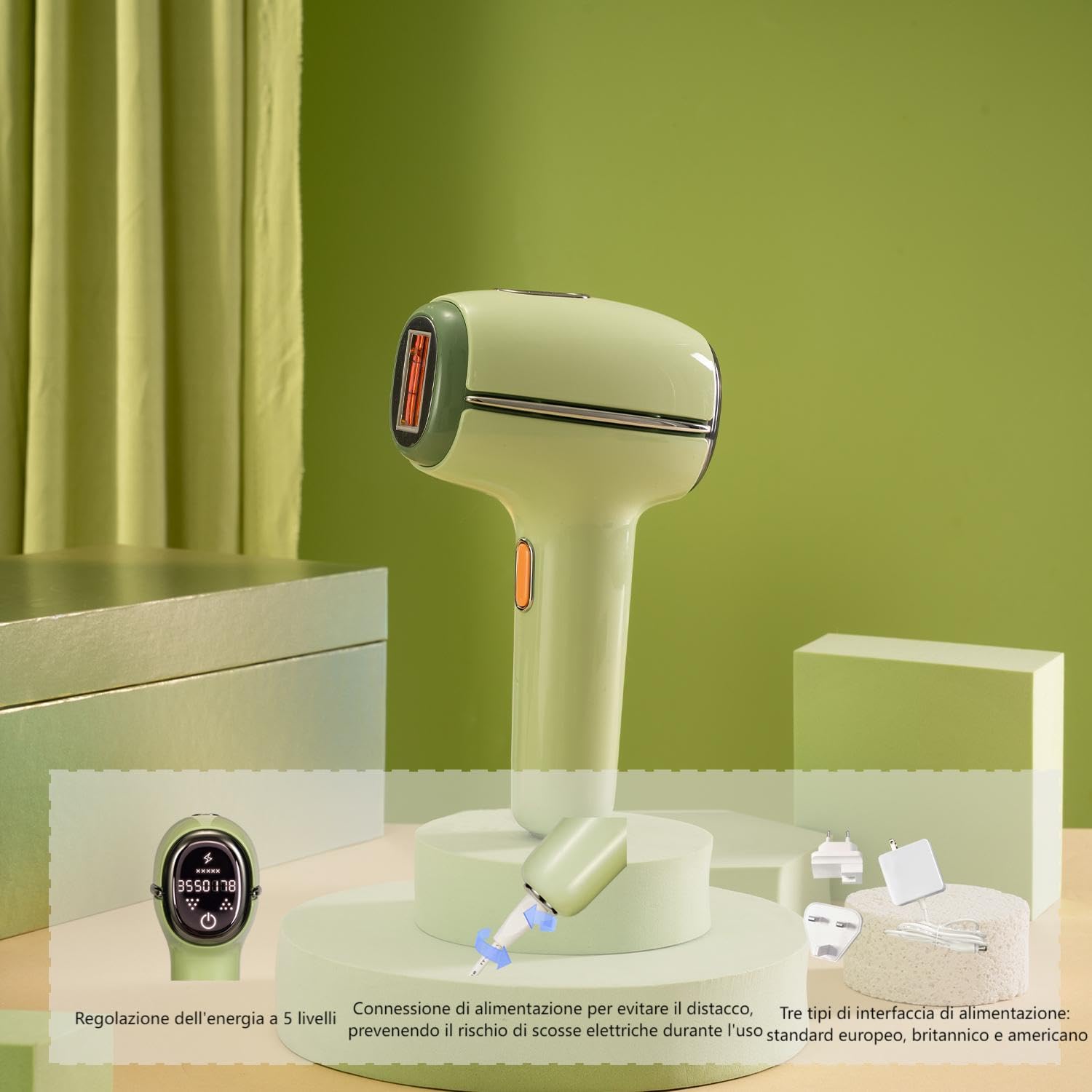Epilatore Luce Pulsata IPL indolore per Donna (Gambe, Viso, Bikini) | Tecnologia di raffreddamento per braccia e ascelle per una cura del corpo delicata e duratura