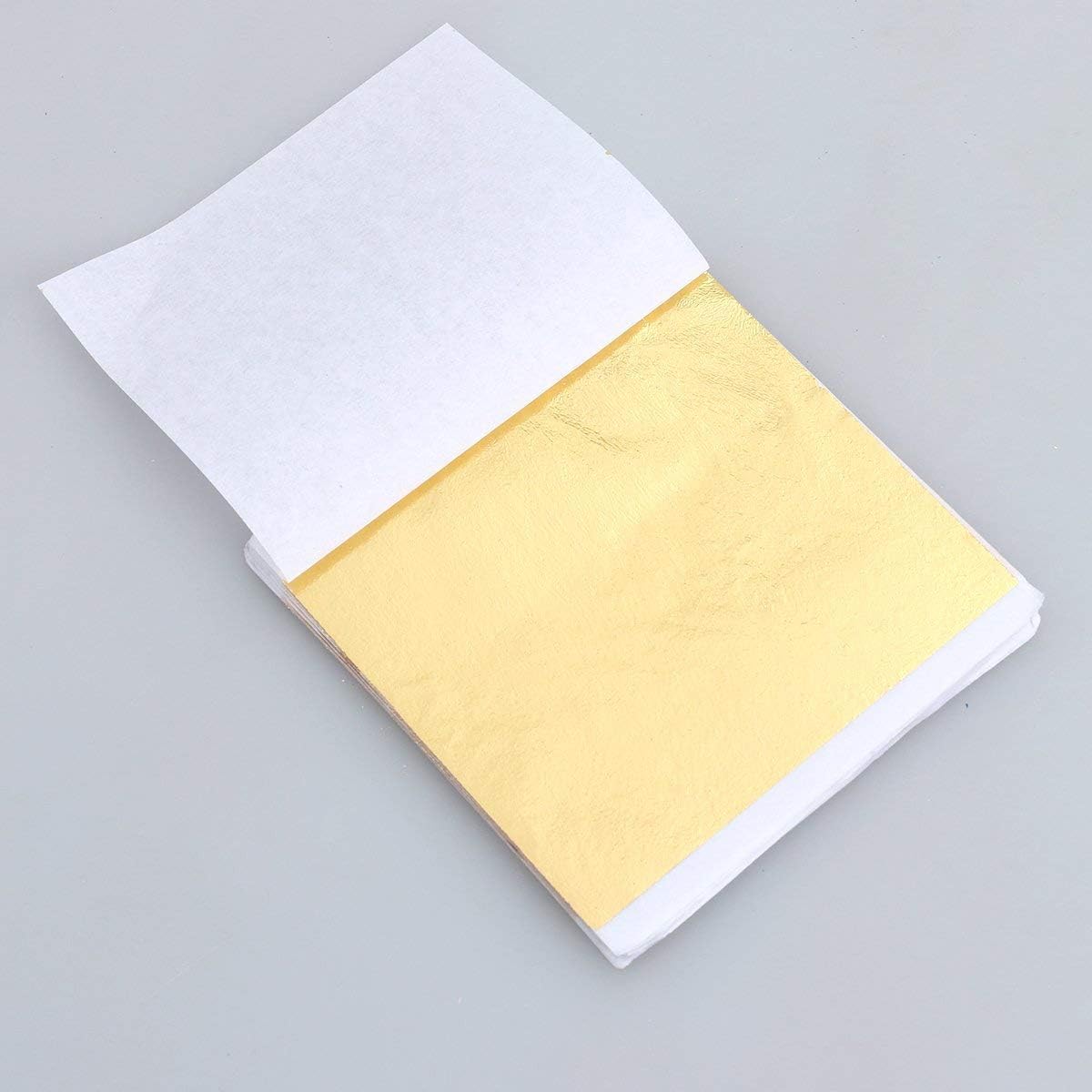 ADU Gold Leaf Sheets Gumindaris Imitation Hold Gold Leaf Leafing Sheets Foil Paper for Slime Nails Paintings Statues Face Wall Furniture-Gold