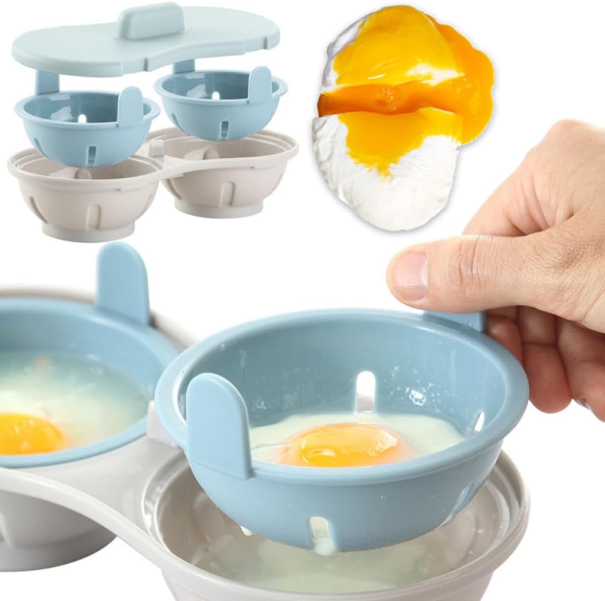 Microwave Egg Steamer with Two Compartments, PP Poached Eggs image 4