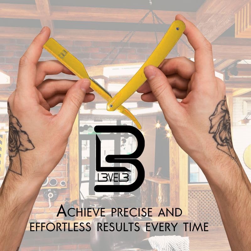 Image of L3 - Level 3 Straight Razor Holder - Excellent Grip and Control - Precision Shaving Control - Level Three Straight Razor Holder (Yellow)