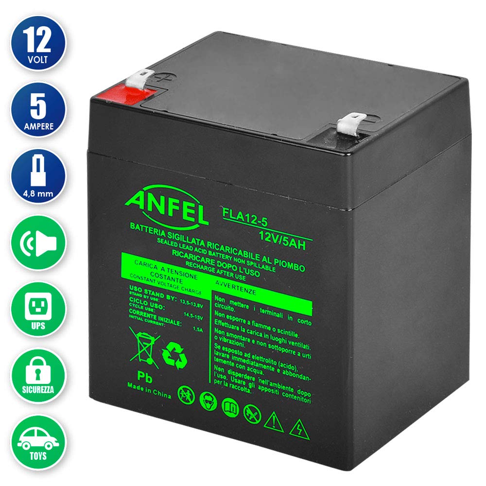 Batteria Ricaricabile Al Piombo 12V Volt 7Ah Ideale X Gruppi Di Continuità E UPS - FLA12-7 - ANFEL - Foto 11