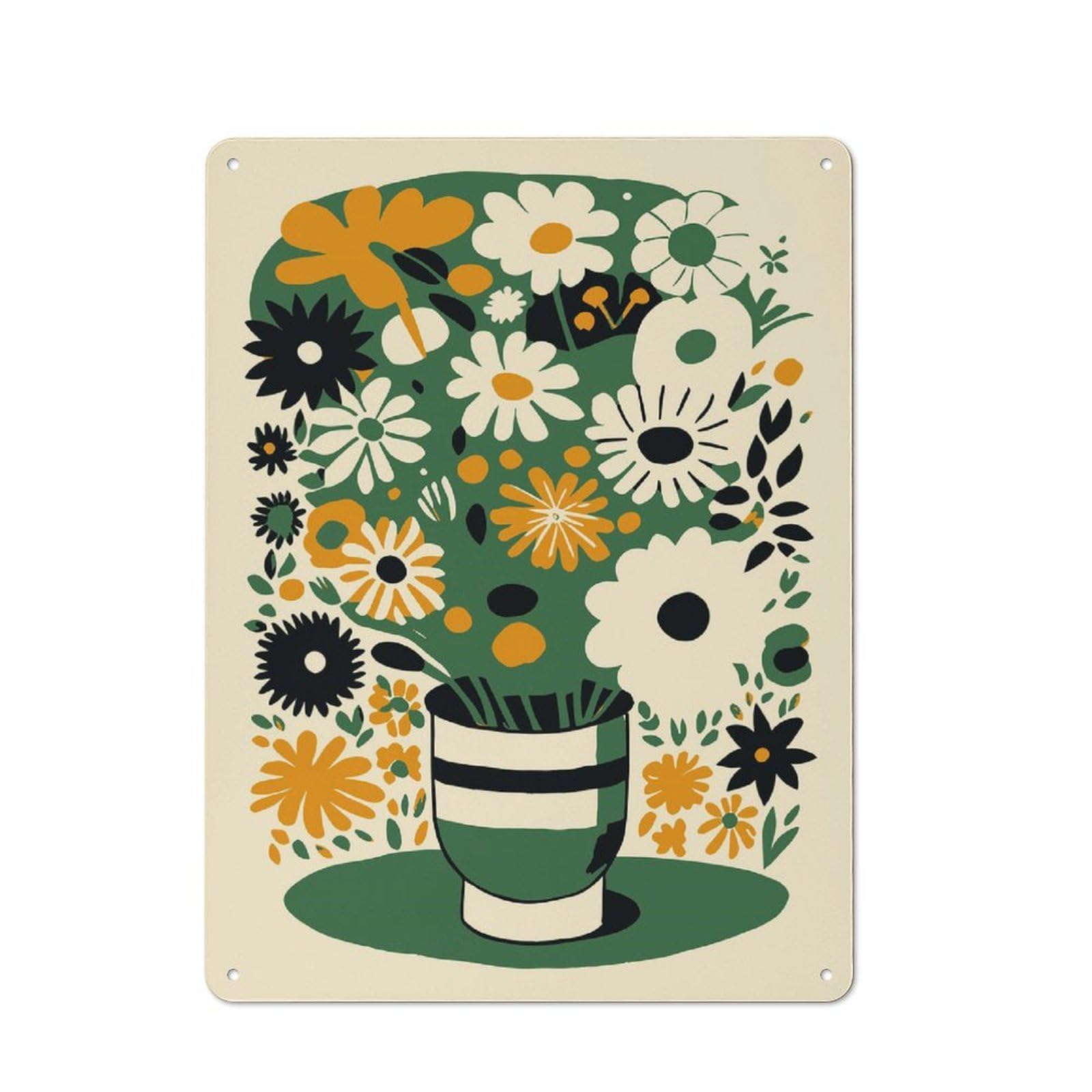 Junmoney Style-21 Ava Bouquet Of Flowers Garage Metal Sign 40X30cm, Weathered Look Shed Wall Plaque For Garage, Workshop, Shed Or Utility Room