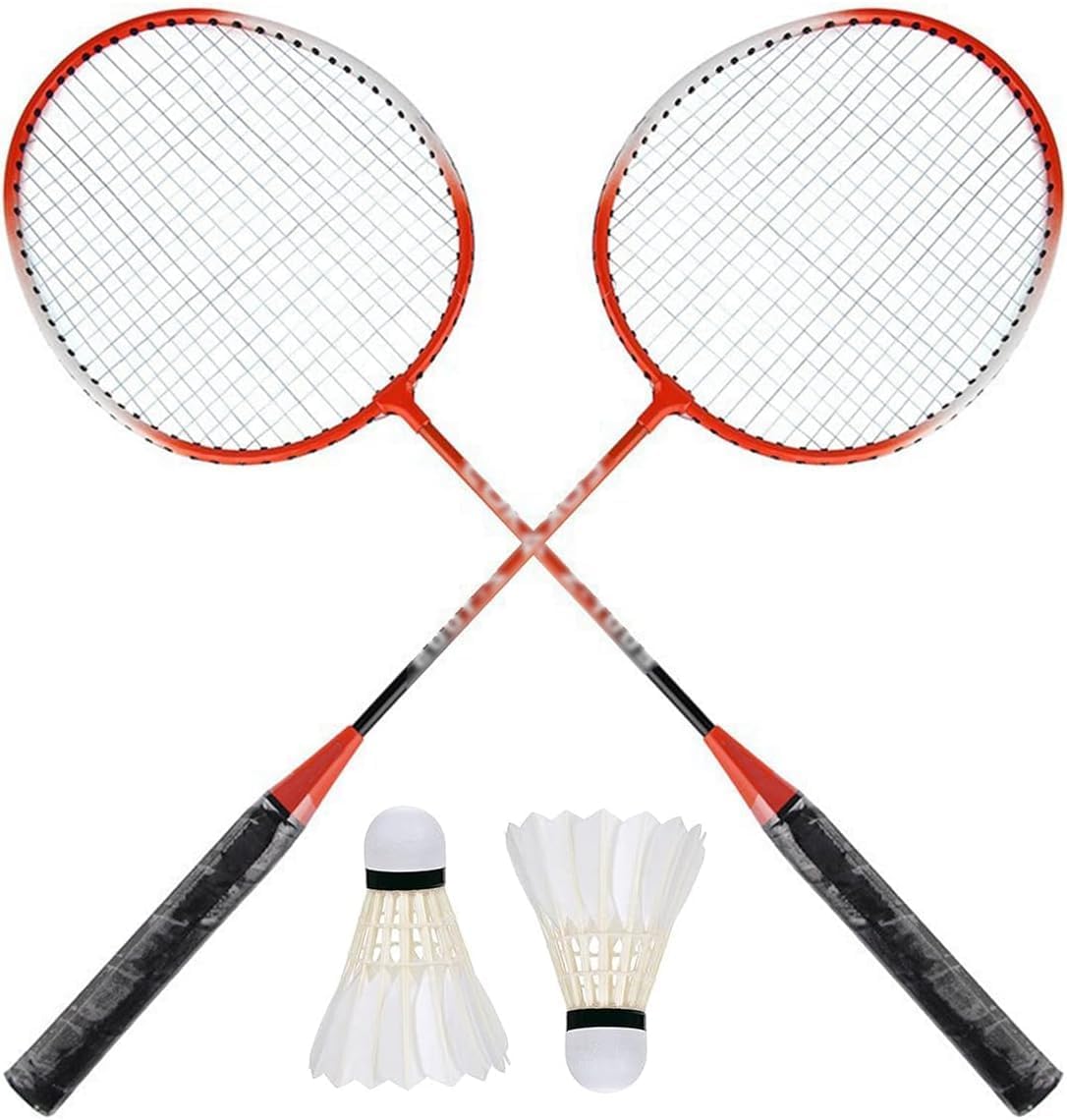 ECVV Badminton Set 2 Player - Badminton Rackets with Shuttlecocks and 1 Carrying Bag | Badminton Backyard Games for Outdoor | Garden | Beach | Family Fun Game |, Assorted Color