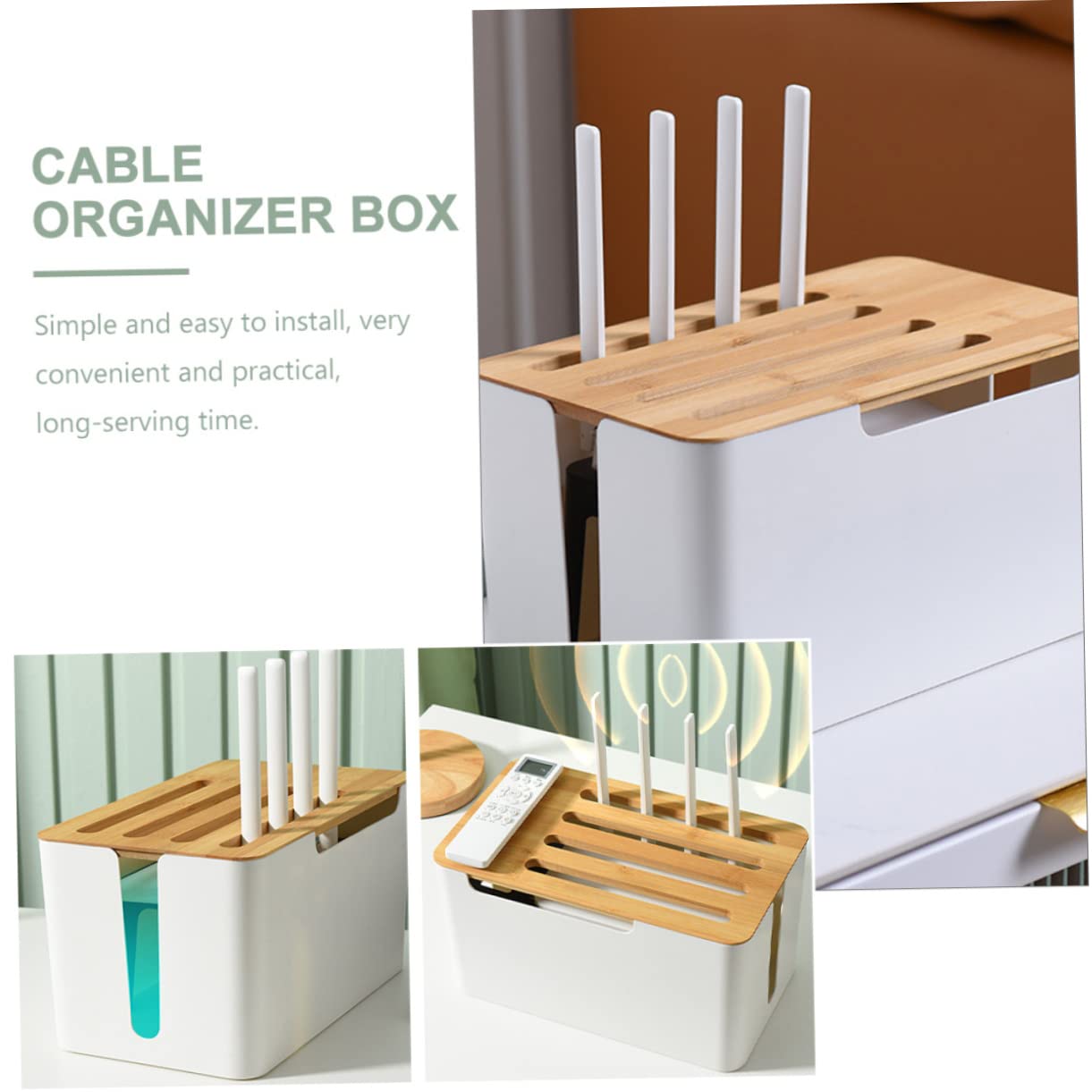 Housoutil Kabelorganisationsbox Kabelaufbewahrungsbox Kabelbox für Router Powerline-Manager-Box Kabelkoffer Kabelorganisatorbox für Bad Wc Küche Wohnzimmer