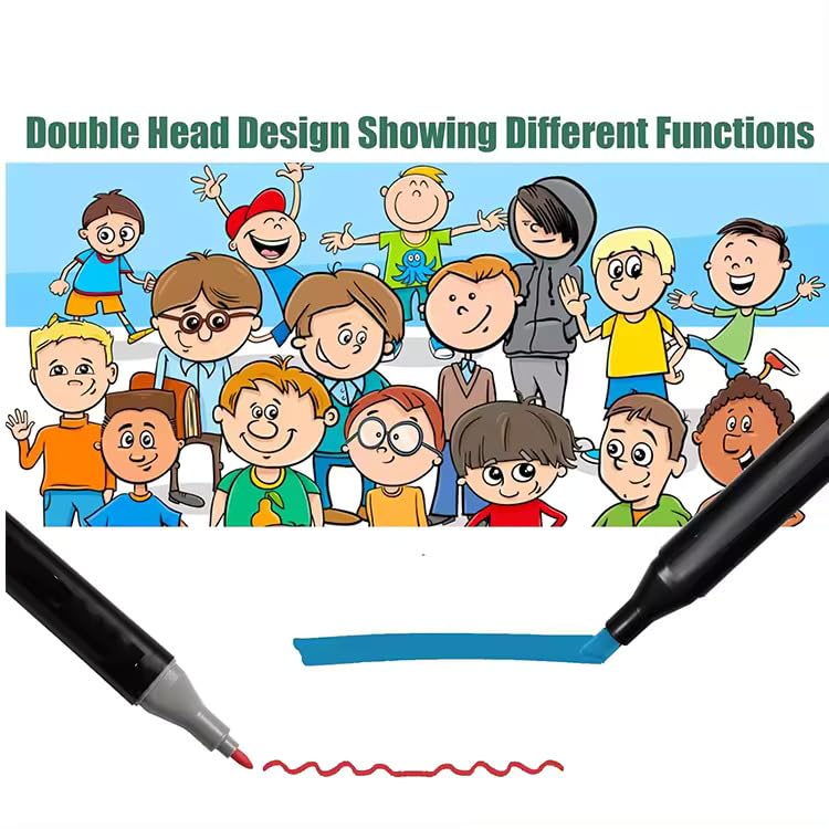 Image of 60-Pcs Dual Tip Alcohol Markers Set - Professional Art Markers For Drawing, Sketching & Calligraphy With 60 Shades, Brush Pens & Fine-tip Markers For Adult Coloring, Painting And Illustrations