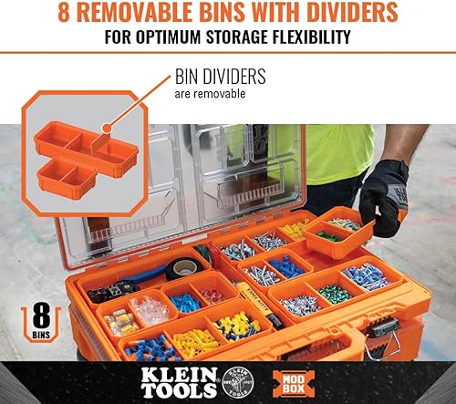 Miniatura 4 de Klein Tools 54807MB MODbox - Caja de compartimentos cortos, organizador de caja de herramientas de ancho completo, caja de herramientas de piezas