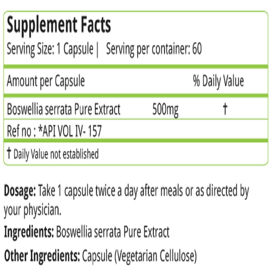 nature's velvet Lifecare Boswellia Serrata Pure Extract 60 Veggie Capsules - (500 Mg) - Image 3 thumbnail