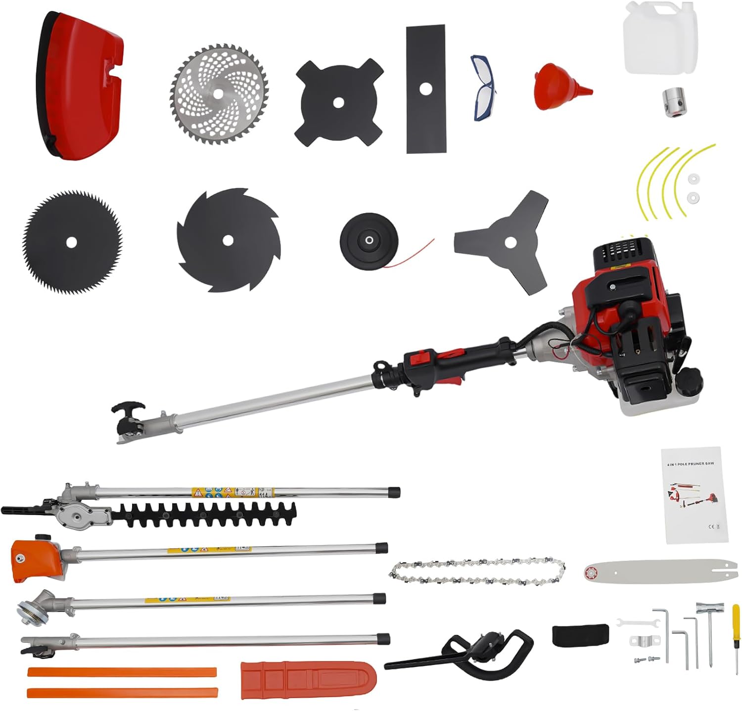 25.5-inch Gas-Powered Hedge Trimmer, 22.5cc Double Sided Dual Action Blade Hedge Trimmer for Home User and Gardener, Complete Accessories, Recoil-Type