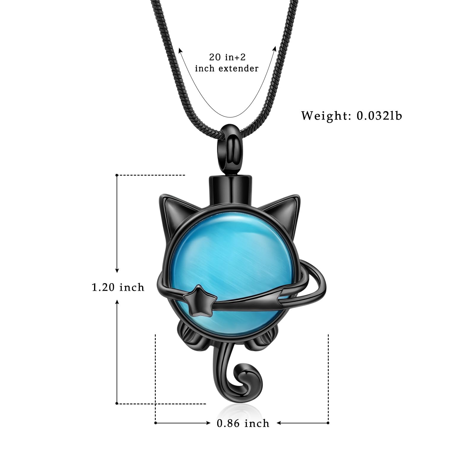 QGJNSGC Moonstone Cremation Jewelry Cat Urn Necklace for Ashes Animal Keepsake Memorial Jewelry Pet Ashes Pendant - Image 2