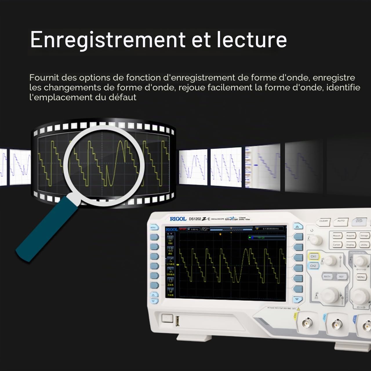 RIGOL Oscilloscope,DS1054Z oscilloscope numerique,4 canaux,50MHz,1Gsa/s,24Mpts,30000wfms/s,déclencheurs et décodages gratuits,3 ans de garantie gratuite