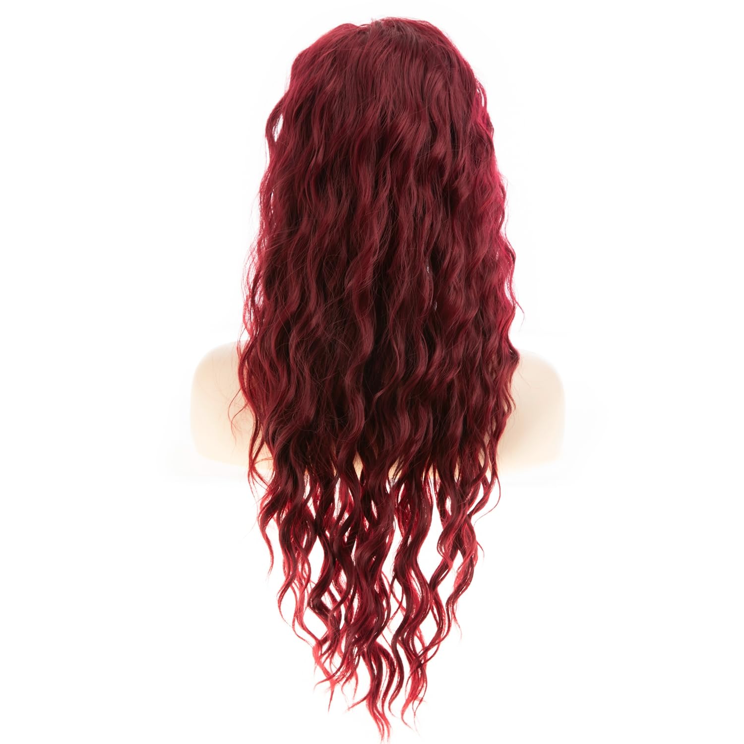 Long Curly Wavy Wine Red Wig for Women Side Part Burgundy Natural Looking Cosplay Synthetic Fiber Wig Heat Resistant Replacement Wig,25 inch - Image 5