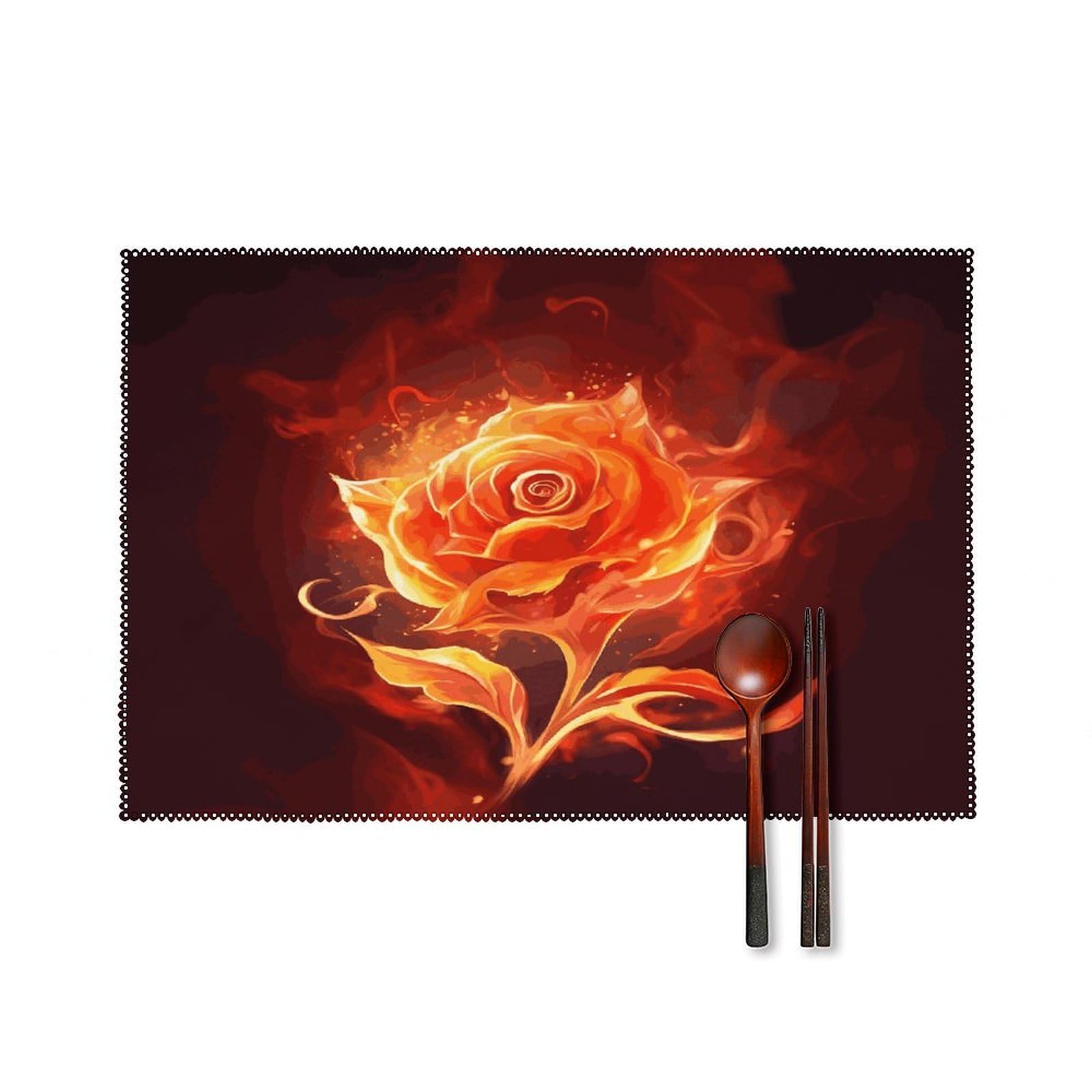 Fodpand Style Flame Rose Placemats Set Of 4 Place Mats Table Mats
