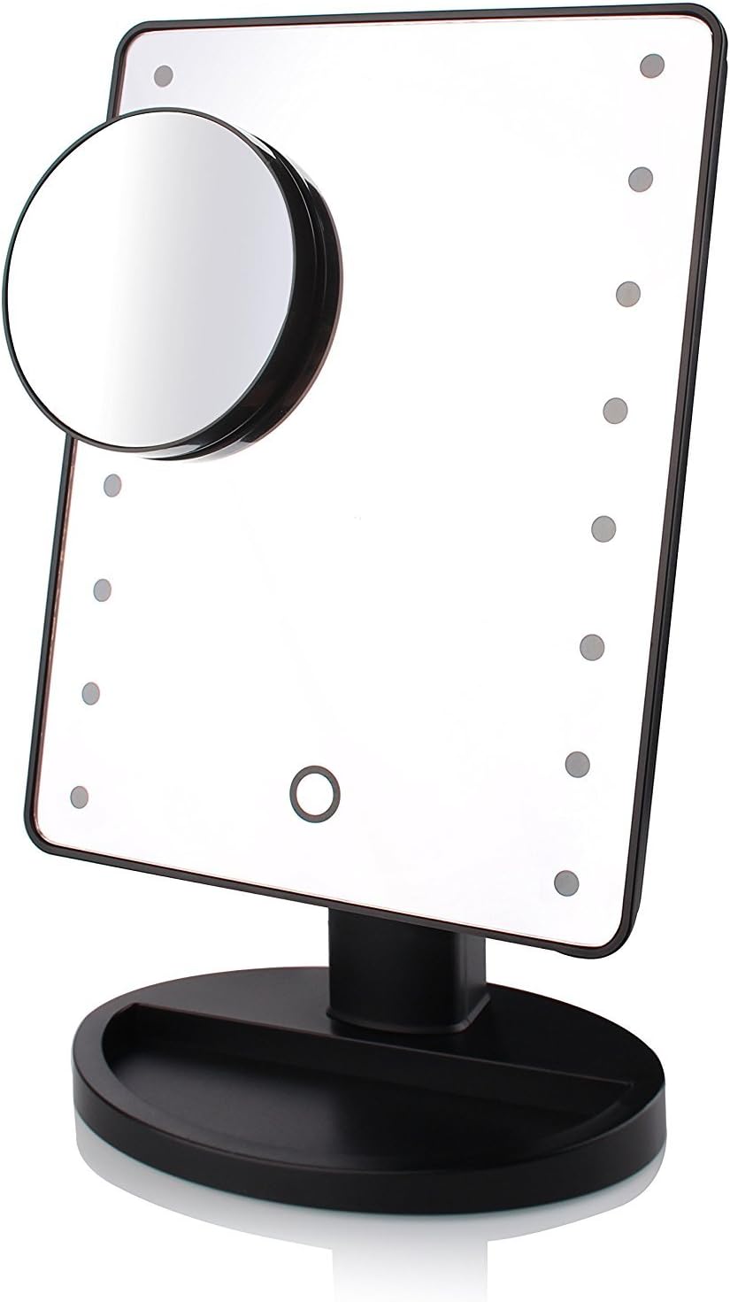 LED Lighted Makeup Mirror with Lights +Removal 10x Magnification Spot+Free User Guide-Tabletop Cosmetic Shaving Mirror