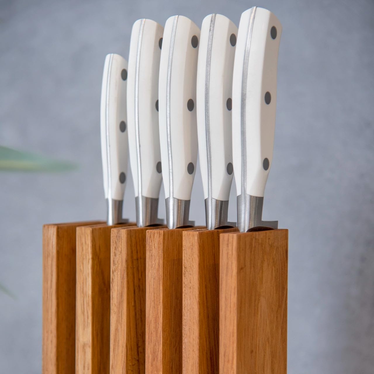 Arcos Petra Messerhalter, aus Kalkstein und Holz, 28 x 36 x 7 cm, für 6 Messer (Messer nicht im Lieferumfang enthalten)