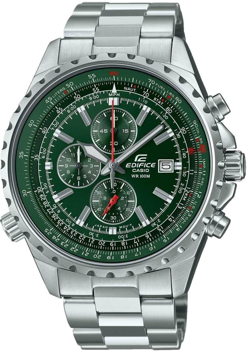 Casio Uniseks Edifice Zegarek na Rękę, Srebrny/Zielony, Ø 45 mm