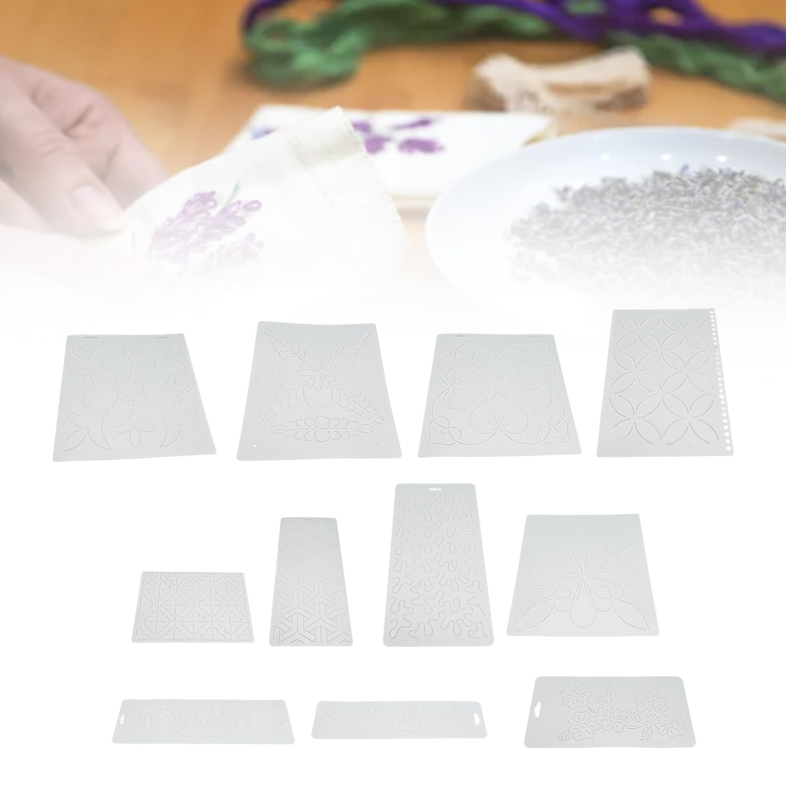 11 Plantillas de Patchwork, Plantilla de Engarzado, Kit de Patchwork para Acolchar, Plantilla Bordada Subespina, Juego de Herramientas de Costura Hecho a Mano