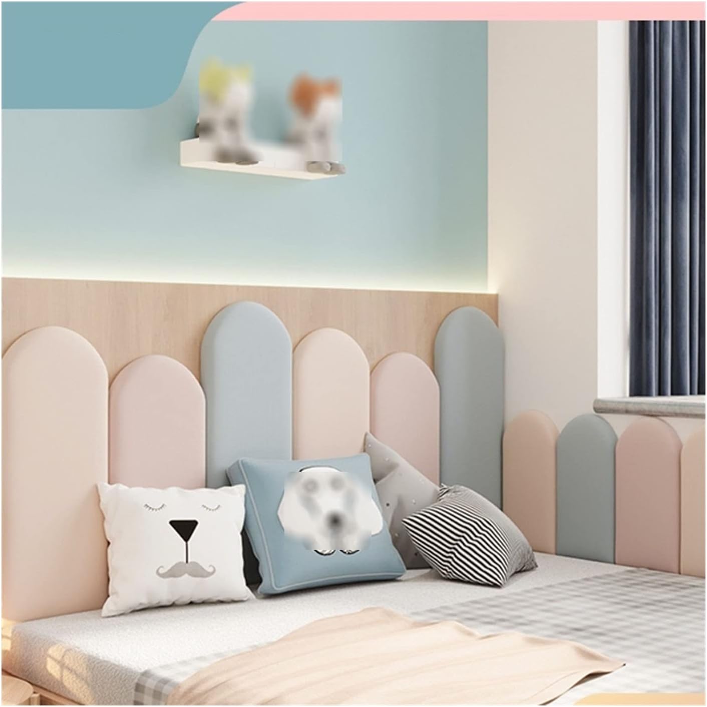 Wandpaneele Gepolstert 200cm Selbstklebend - Anti-Kollision Wandkissen Grau 20cm