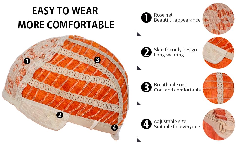 BERON Orange Long Wig for Women Girls Curly Wavy Hair Wigs 24" Halloween Cosplay Party Heat Resistant Synthetic Fiber Wigs - Image 5