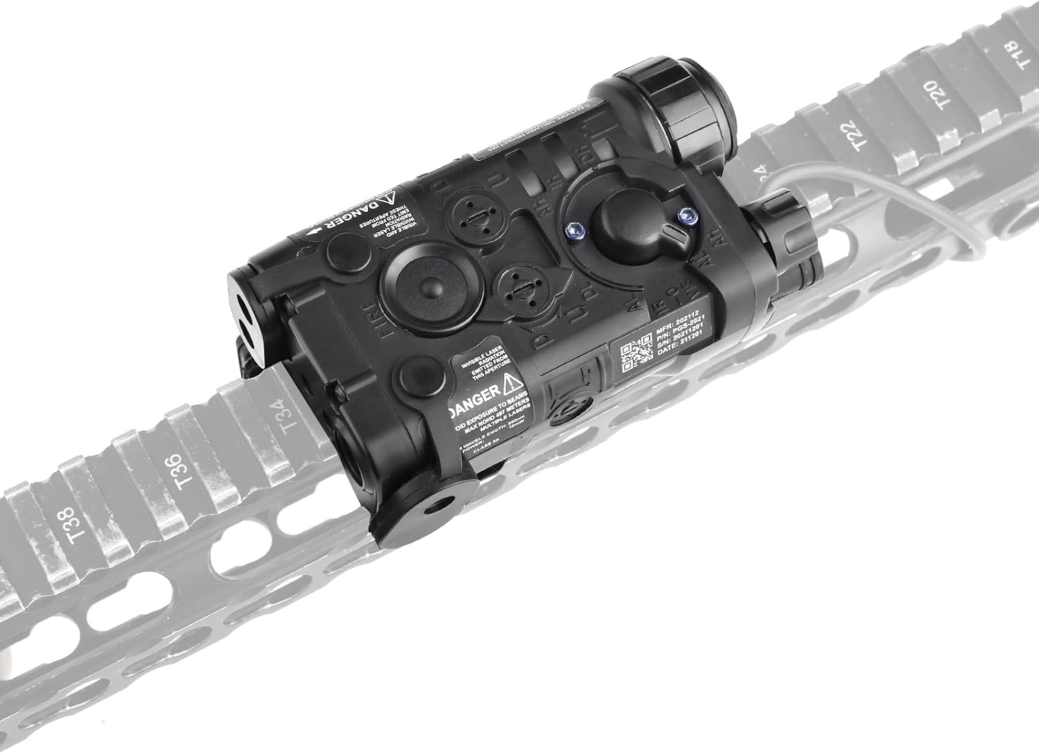 Tactical Airsoft PEQ Laser with 4 Modes, Aiming Green Laser Sight with 2.5mm Plug Remote Pressure Switch, PEQ Box Laser Sight for AEG GBB CQB, Suitable for 20mm Picatinny Rail