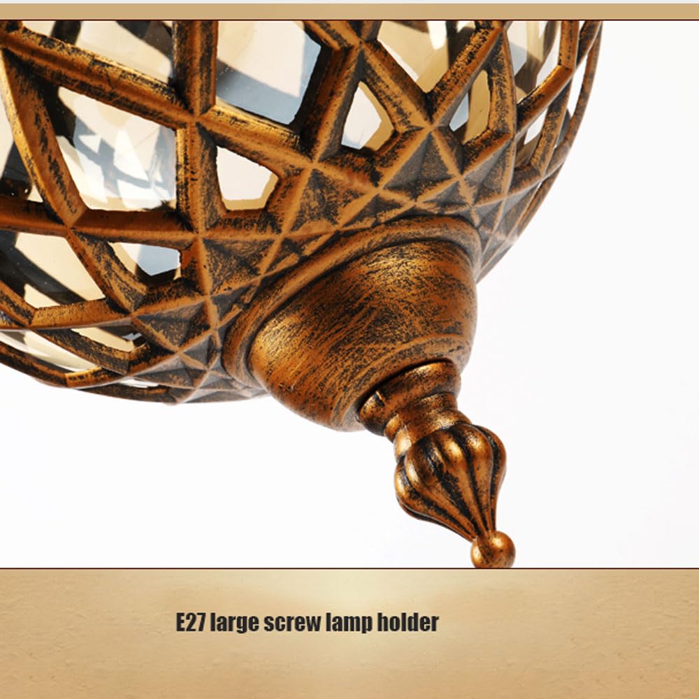 XANAYXWJ Luce Impermeabile Europea per Esterni, Lampada da soffitto per corridoio Balcone Americano, lampadario a Traliccio D'uva per Padiglione Ristorante in Giardino, Paralume in Metallo (Bronzo