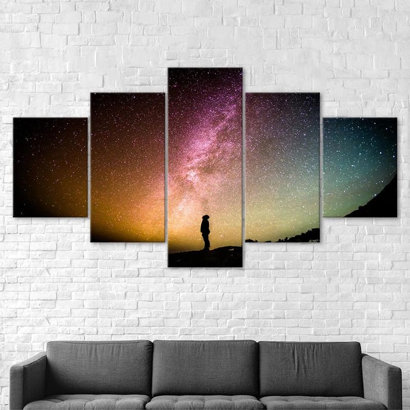 RAPSANI 5 piezas de arte de pared Hombre Universo Estrella Llameante Nebulosa Espacio Cosmos impresión de lienzo de pared arte pintura,impresión en lienzo 5 piezas cuadro sobre lienzo,150x80cm