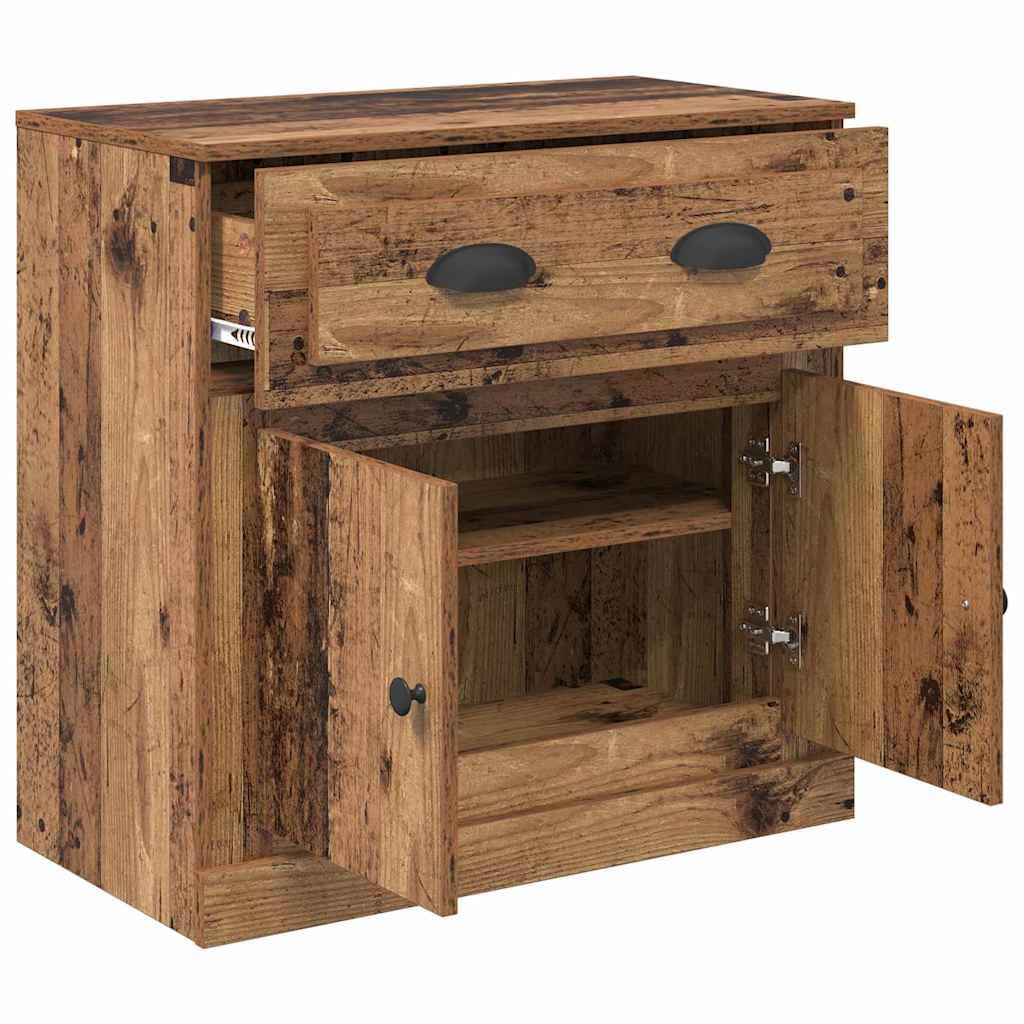 Aparador alto 70 x 35,5 x 67,5 cm, aspecto de madera vieja, con 2 puertas y cajón, para salón, pasillo, cocina, almacenamiento, gabinete moderno