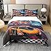 jejeloiu Race Car Bedding 100% Cotton Set Boys Extreme Sports Duvet Cover 100% Cotton for Kids Boys Cool Car Car Sports Quilt Cover Duvet Cover 100% Cotton with 1 Pillowcases Twin Size Zipper