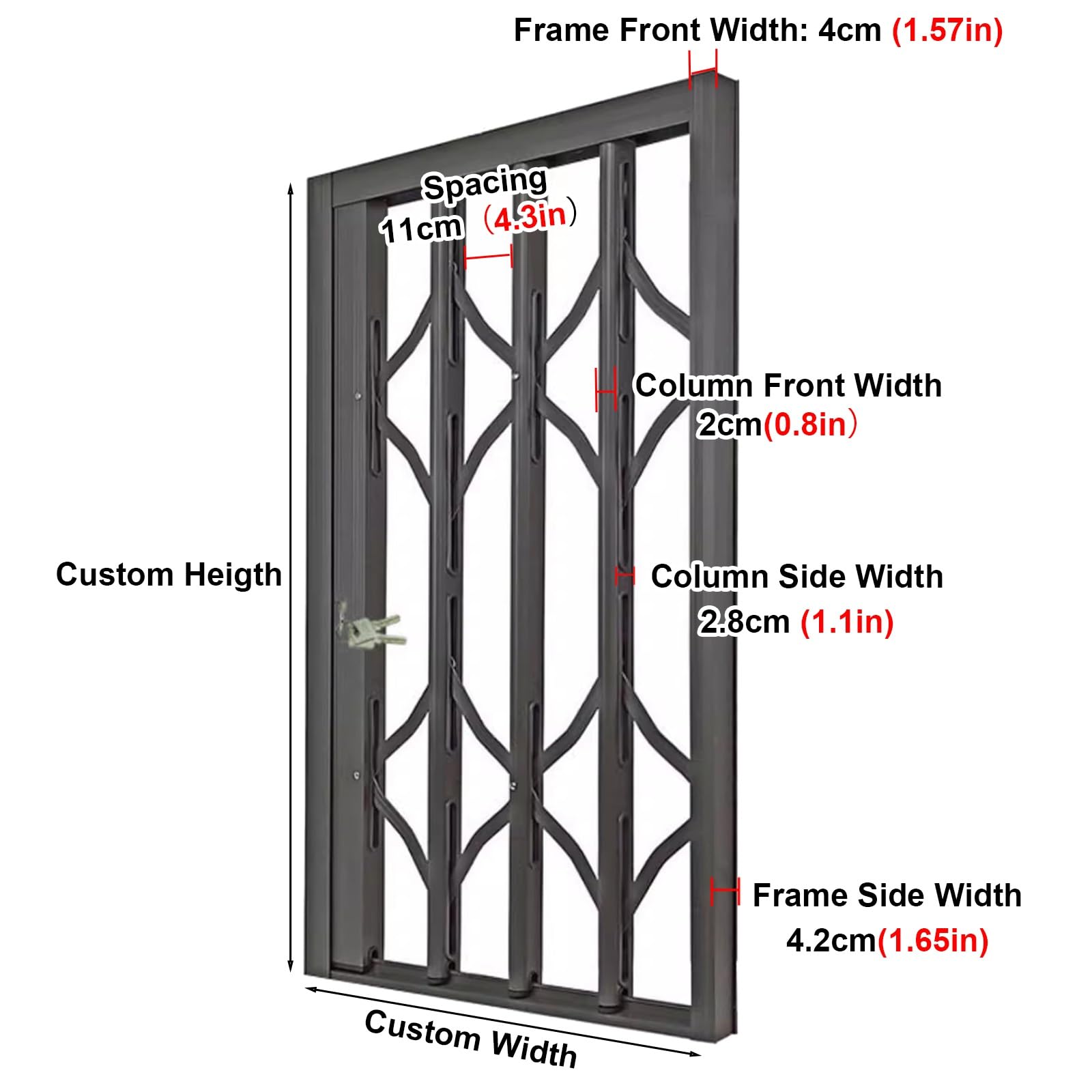 Barres de sécurité antivol pour fenêtre coulissante en aluminium blanc avec serrures et clés, grille de sécurité accordéon (80 x 134,9 cm), solution de sécurité domestique