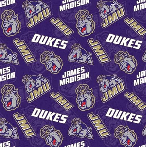 James Madison University Dukes Fabric – Officially Licensed James Madison University Cotton Quilting Fabric by Sykel Enterprises, Precut Yardage for Sewing & Crafts Tone on Tone