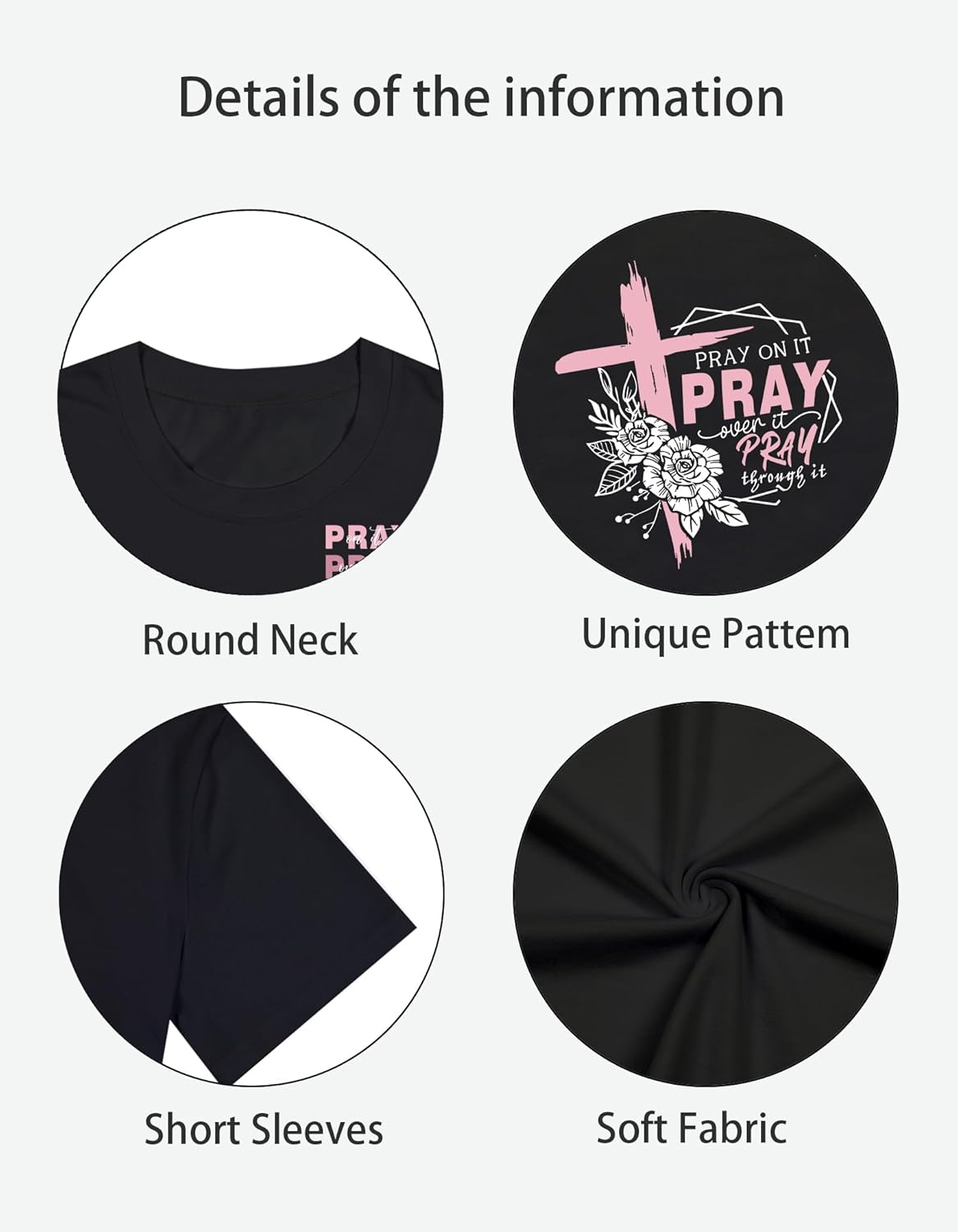 Christian Shirts for Women Religious Sayings Tees Bible Verse Inspirational Tee Tops Pray Print Shirt - Image 4