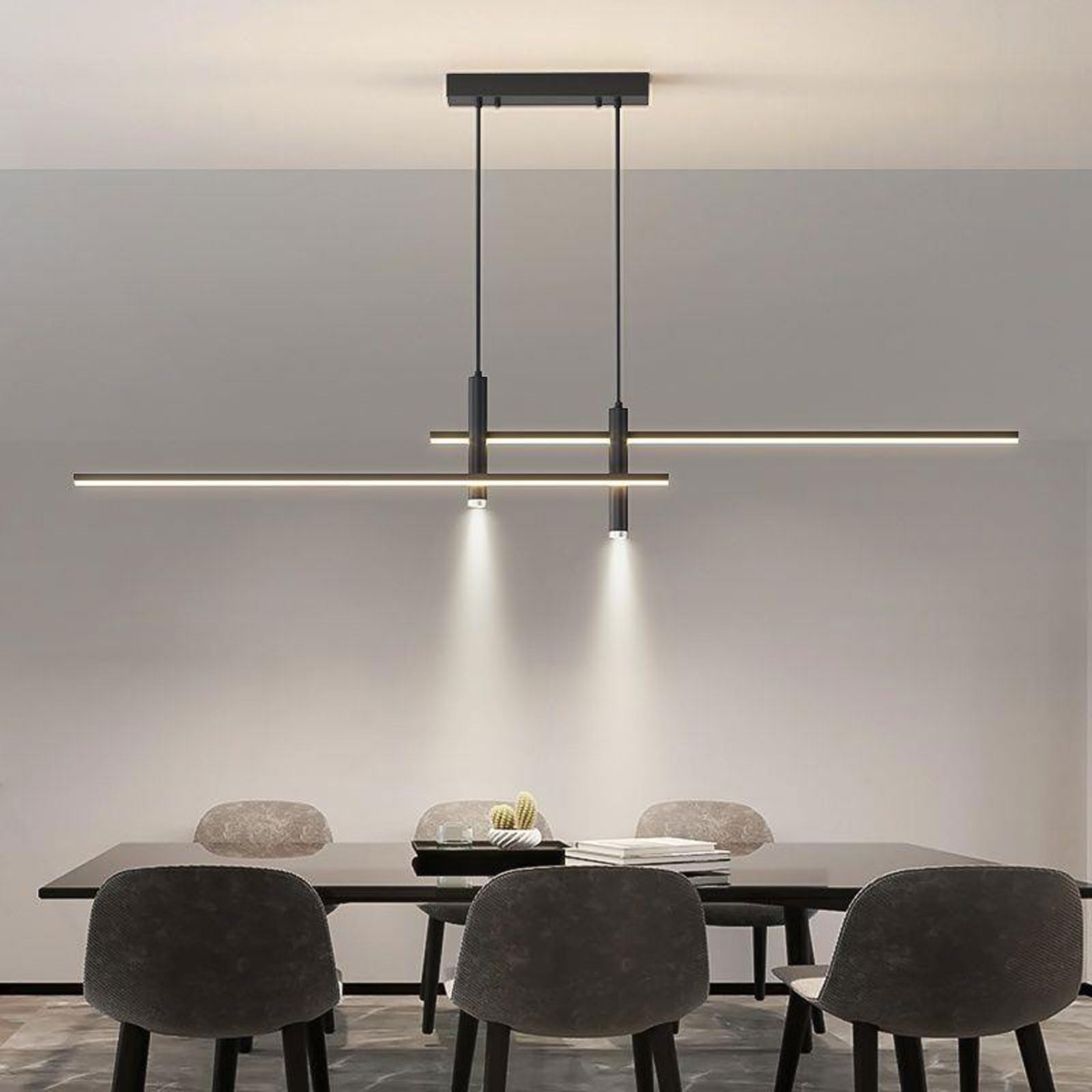 Lampadari a Striscia Lunga a Parola Singola Lampadari in Ferro Nordico atmosferico a Doppio Strato Lampadari a Sospensione a LED dimmerabili Bancone Bar Soggiorno Sala da Pranzo Apparecchio di