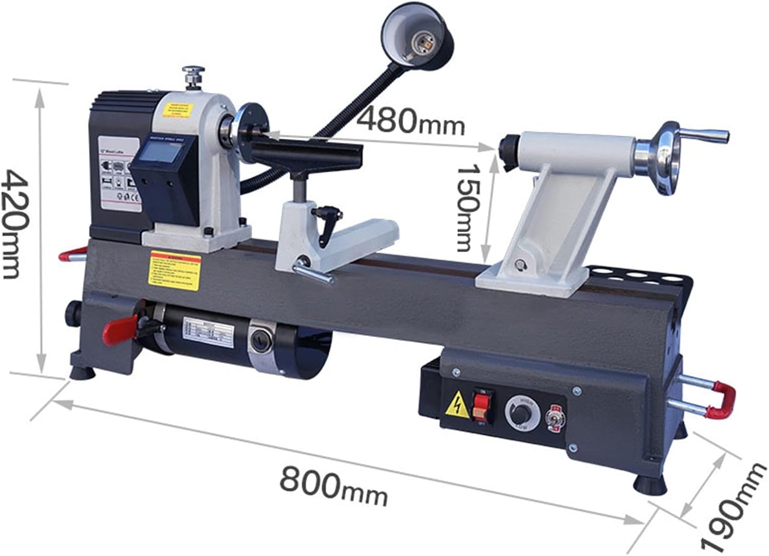 1200W 18.89in Wood Lathe, With 4in Round Chuck & 6in Linkage Chuck & 6PCS Wood Turning Tools, Speed 420~1850rpm/900~3800rpm For Woodworking DIY Various Wooden Crafts