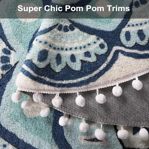 Tapete redondo Boho azul 2.3 pies Uphome miniatura 3