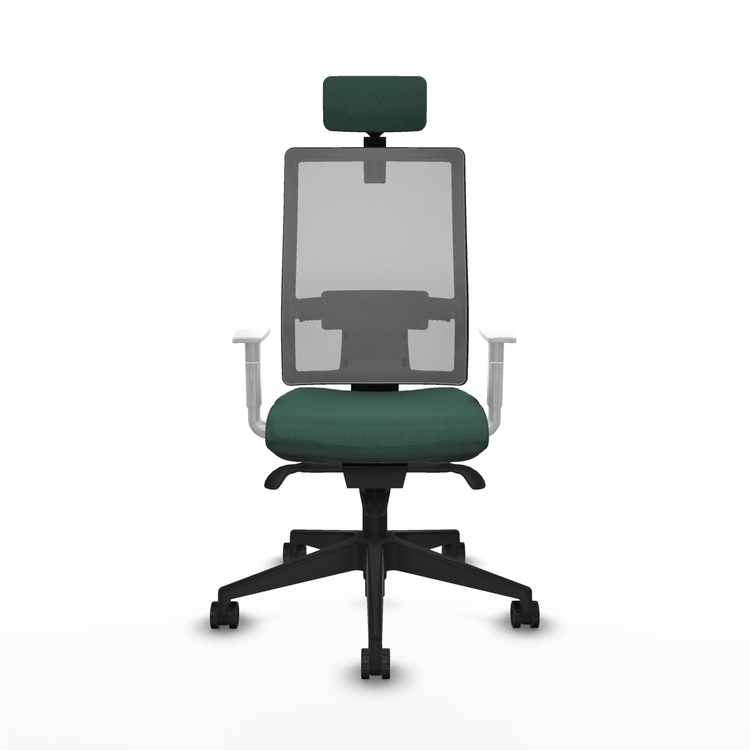 Piqueras y Crespo - Apoyo Lumbar para Silla Hornas con cabecero 2D, Brazos Blancos y Mecanismo sincro de 5 Posiciones, Ideal para teletrabajar y estudiar.