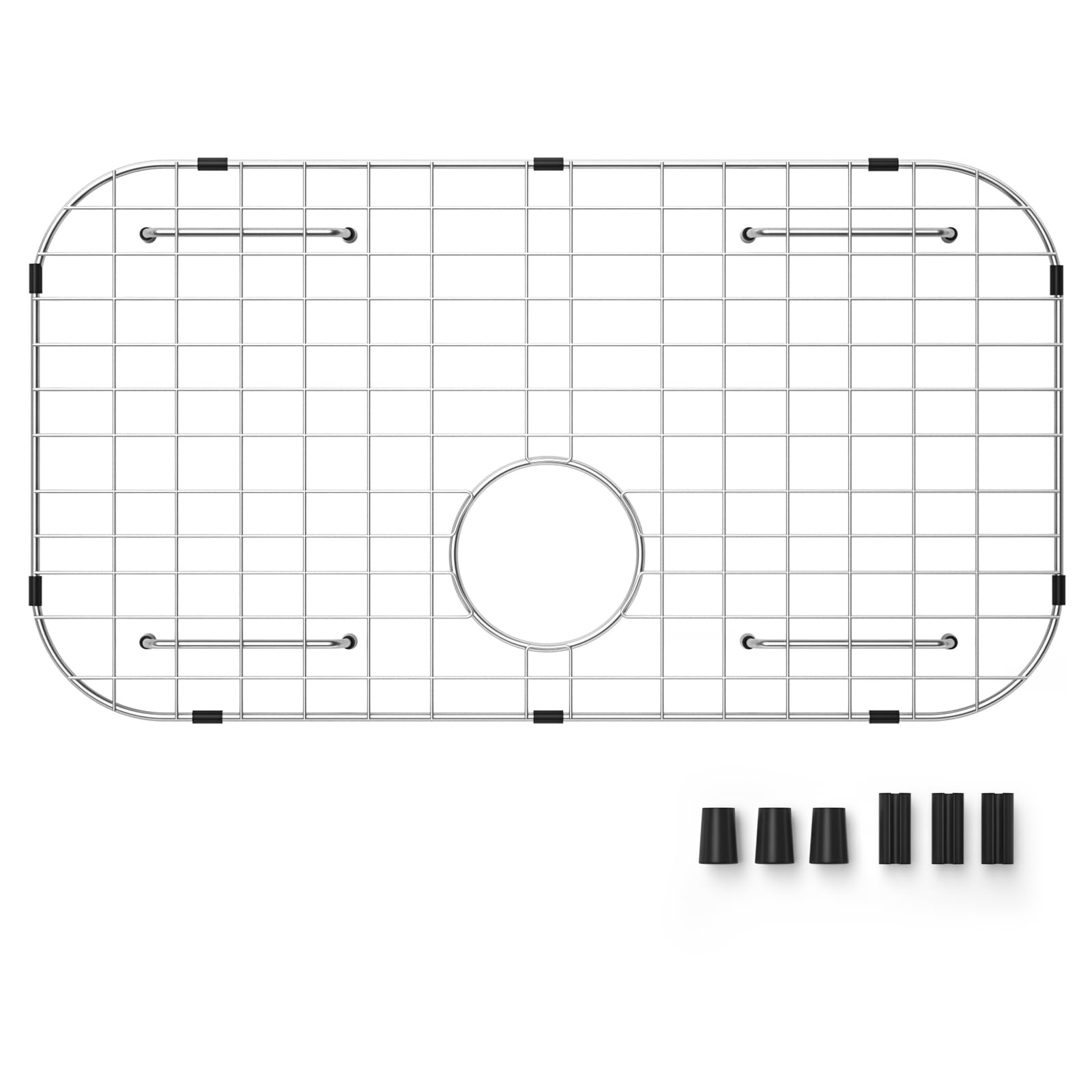 Sink Protector Grid 26-1/16" x 14-1/16", Rear Drain with Corner Radius 3-1/2", 304 Stainless Steel Material - Rear Drain