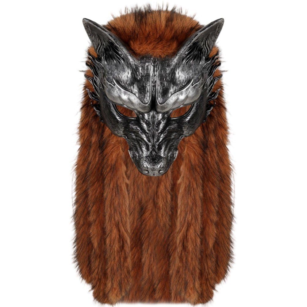 Brxmpn Masquerade Mask Viking Werewolf Mask Carnival Masks Halloween Cosplay Costume Accessories for Adult Women Men