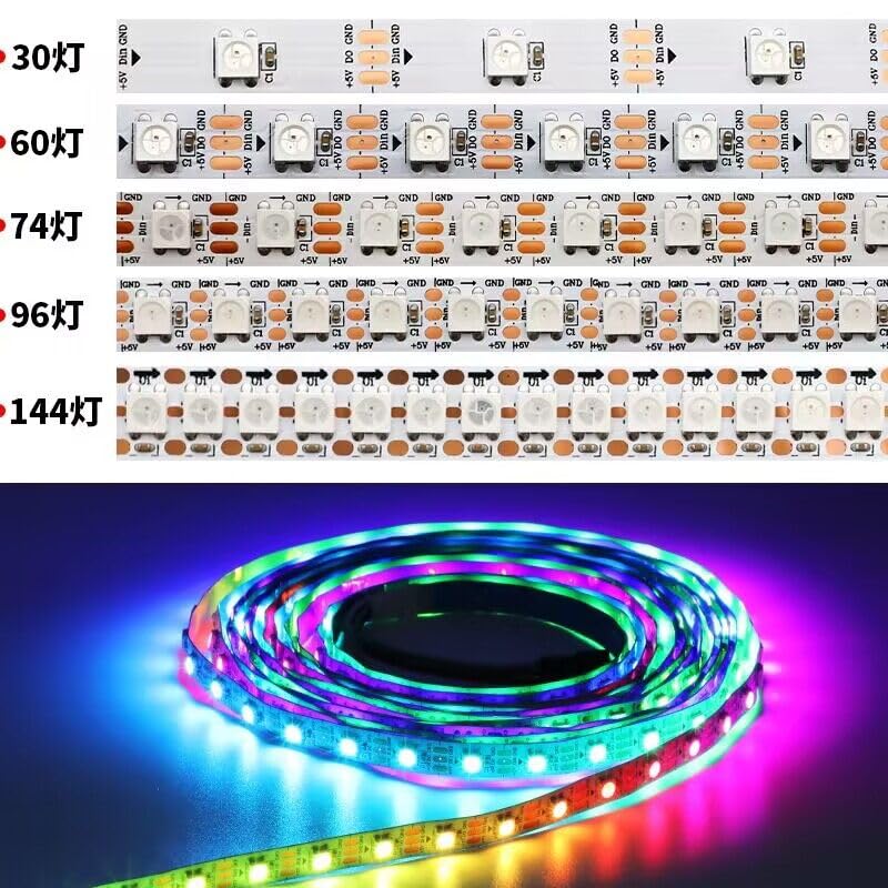 Tira de led direccionable RGB WS2812B DC5V 5M 74 LEDs miniatura 3