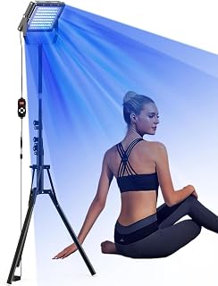 Lampa Opalająca Solarium Do Użytku Domowego, Lampa Słoneczna 50 W Z 96 Koralikami I Łącząca Światło O Długości Fali 460 Nm I 480 Nm, 2 Tryby: Stały I Pulsujący, Timer 5-30 Minut I 5 Poziomów Jasności