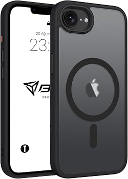 Case for iPhone from Babylon Camera Protected Matte Transparent Color Case with Magsafe Wireless Charging Feature (iPhone 16E Black)
