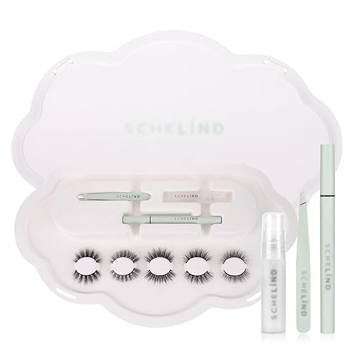 SCHELIND Pestañas postizas naturales 3D pestañas no magnéticas con kit de delineador de ojos reutilizables 3D esponjosas sin crueldad 100 hechas a