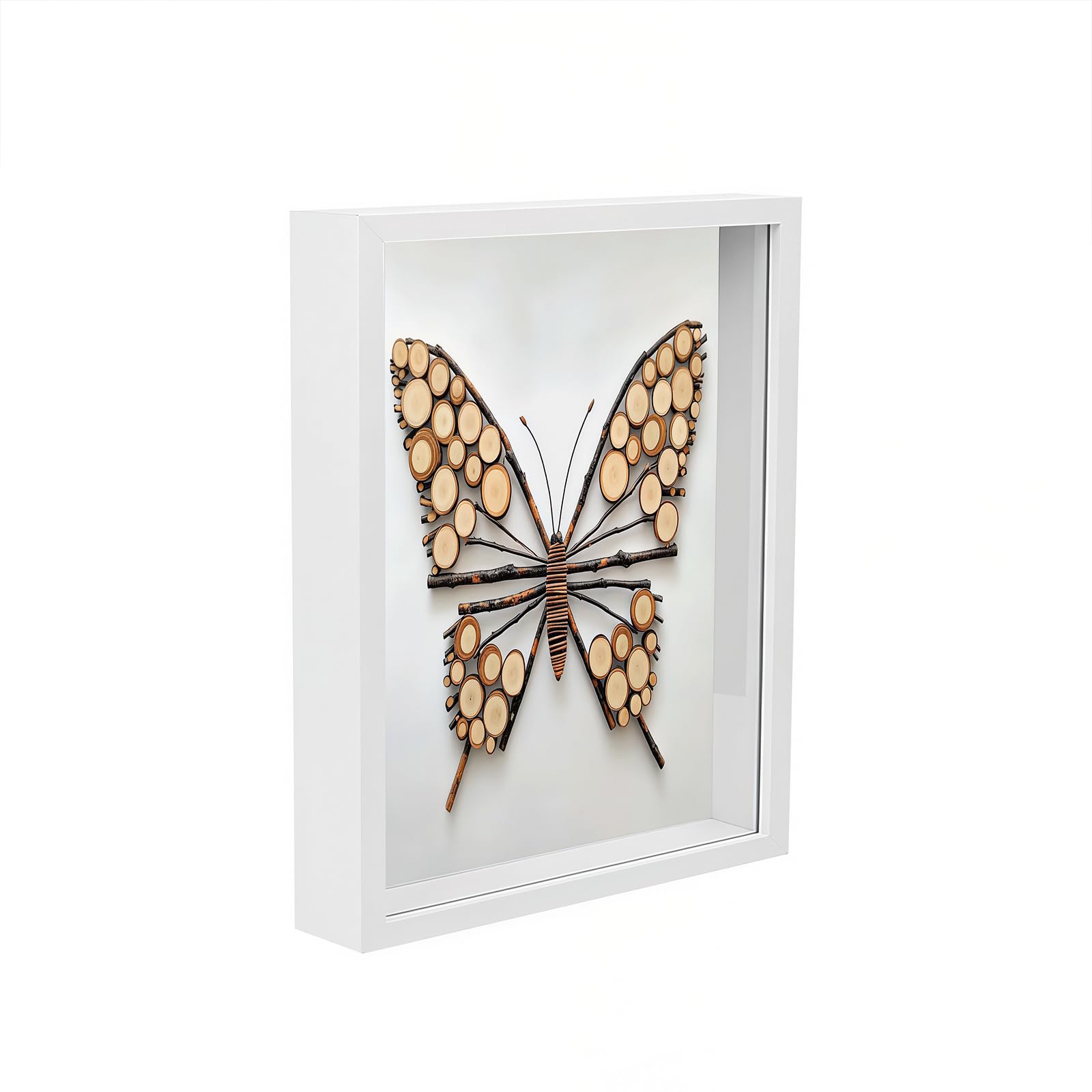 3D Shadow Box Frame, 15.2 x 20.3 cm Deep Box Frame for Objects up to 3cm, Picture Frame Wooden Deep Box, Picture Frame for Filling for Objects Photos Artworks Memories Flowers Crafts White