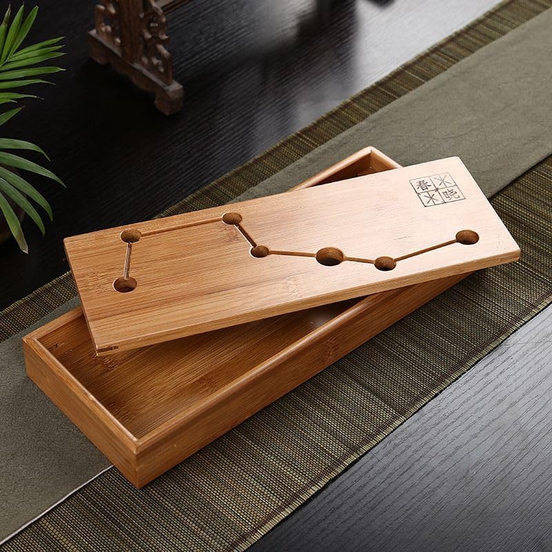 Bamboo Tea Tray Janpanese Table Box with Water Storage Drainage Chinese Gongfu Tea Table 11.9 * 4.9 * 1.4" Mini Kungfu Tea Serving Tray for House Home Office