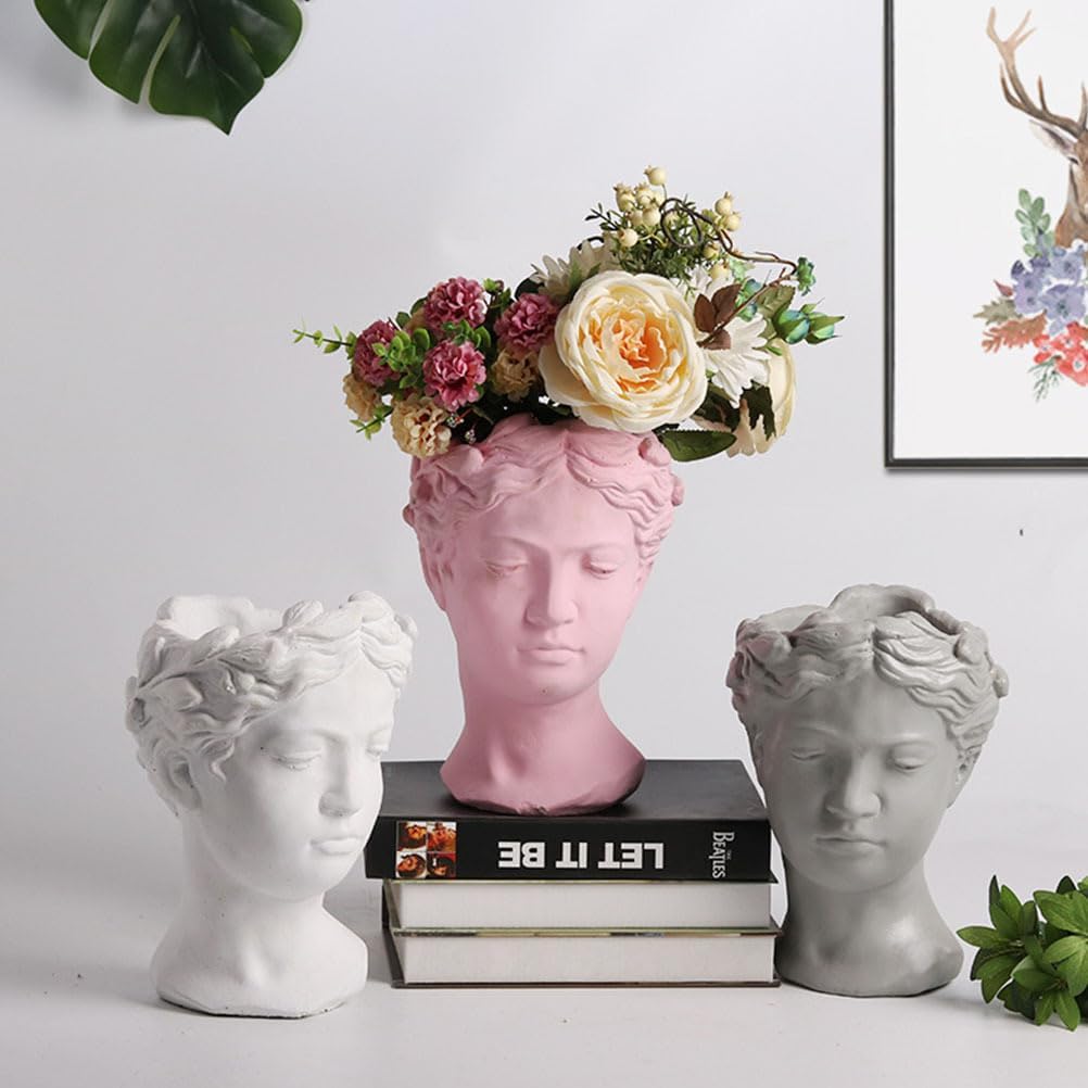 DECHOUS Sculpture Planter, 8.26 Inch Vase for Flowers Plants, White Goddess Planter Decorative Statue Flower for Home, Office, Garden Decor