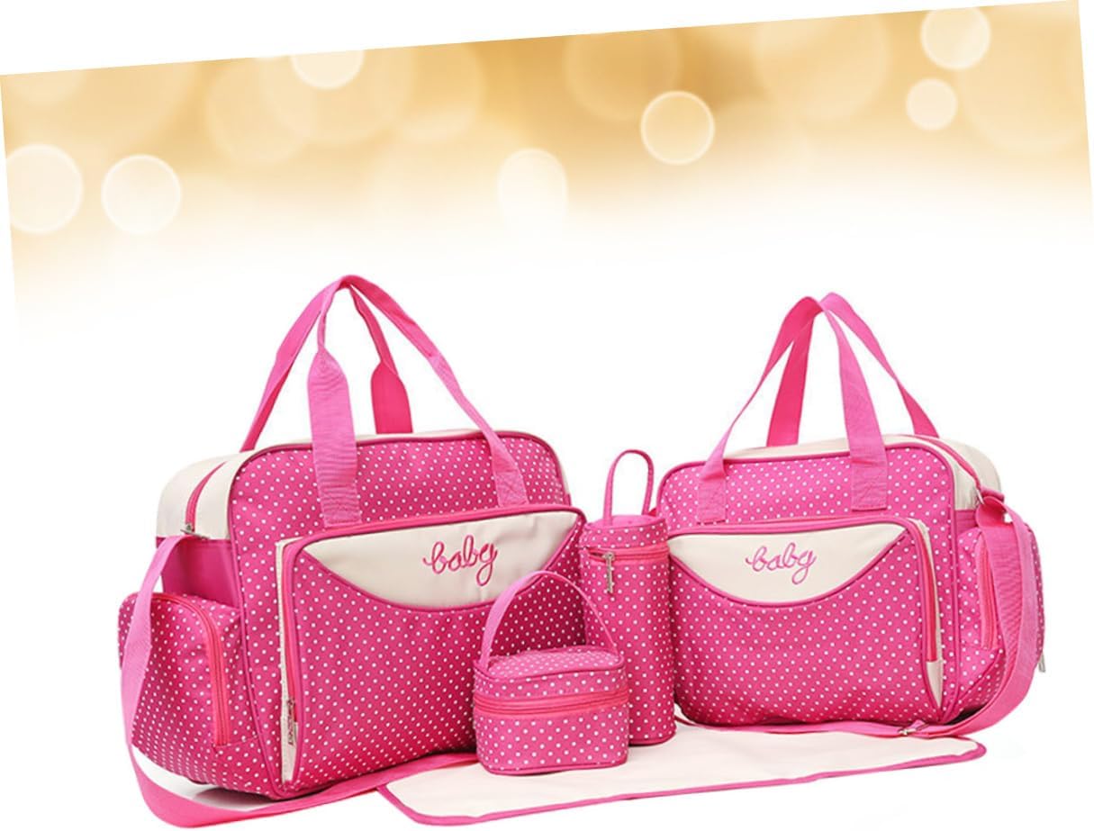 BESPORTBLE Large Capacity Multi-Function Tote Bag Set of 5 Stylish Dot Pattern Handbag Shoulder Straps and Versatile Design