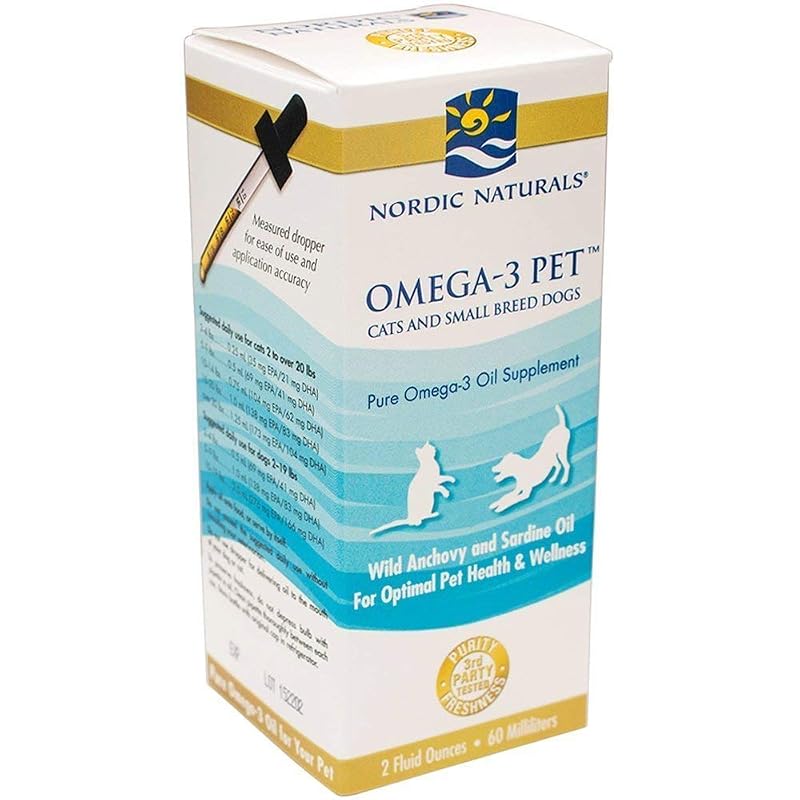 Suplemento de óleo de peixe Omega-3 para cães pequenos e gatos Nordic Naturals, líquido, 2 frascos de 60 mL